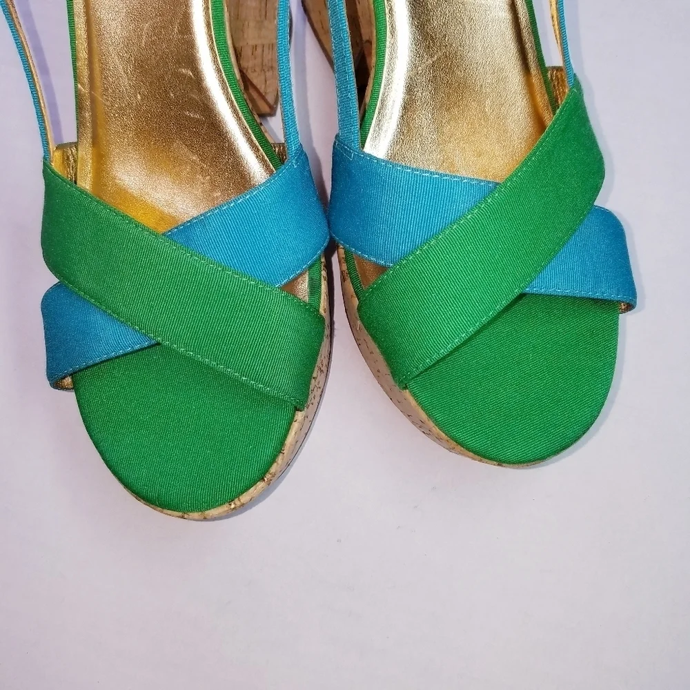 🌸‎ Kate Spade | Suede Multicolor Wedge Sandals 9.5